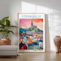Edinburgh Travel Print, Poster, Scotland Wall Art, British Decor, Gift, Castle Art - thumbnail 3
