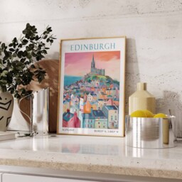 Edinburgh Travel Print, Poster, Scotland Wall Art, British Decor, Gift, Castle Art - thumbnail 2