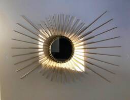 Handmade Solid Brass Sunburst Mirror - Mid-Century Modern Wall Decor - 120x80cms