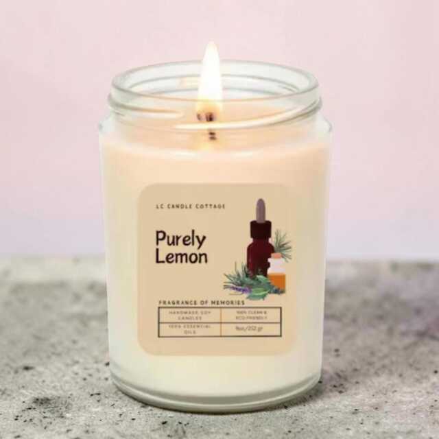 Handmade Eco-Friendly Lemon Essential Oil Candle - Vegan Aromatherapy Soy - image 1