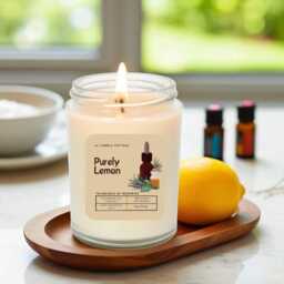 Handmade Eco-Friendly Lemon Essential Oil Candle - Vegan Aromatherapy Soy - thumbnail 3