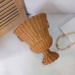 Handmade Woven Wicker Urn Boho Vase Planter Pot - 12 Inch - thumbnail 3
