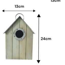 Wooden Bird House Garden Wood Tree Wall Mount Birds Nesting Box With Tin Roof - thumbnail 2