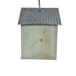 Wooden Bird House Garden Wood Tree Wall Mount Birds Nesting Box With Tin Roof - thumbnail 3