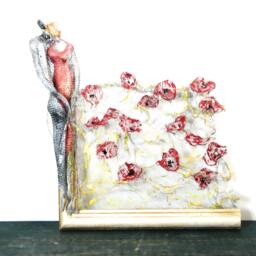 Better Together Soulmate Wire Mesh Boyfriend Relationship Gift Field Of Poppy Love Ooak - thumbnail 3
