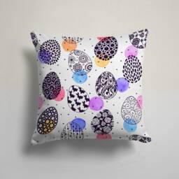 Happy Easter Pillow Case-Spring Concept Cushion Cover-Bunny Pillow Cover-Painted Eggs Cushion Case-Gift For Her Cushion-Handmade Material - thumbnail 3