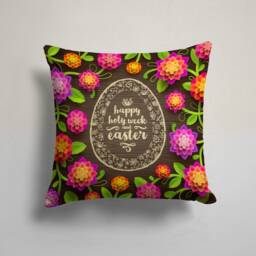 Happy Easter Pillow Case-Spring Concept Cushion Cover-Bunny Pillow Cover-Painted Eggs Cushion Case-Gift For Her Cushion-Handmade Material - thumbnail 4