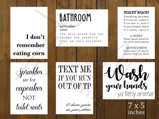 Printable Wall Art - Funny Bathroom Signs - 5x7 - image 1