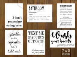 Printable Wall Art - Funny Bathroom Signs - 5x7 - thumbnail 1