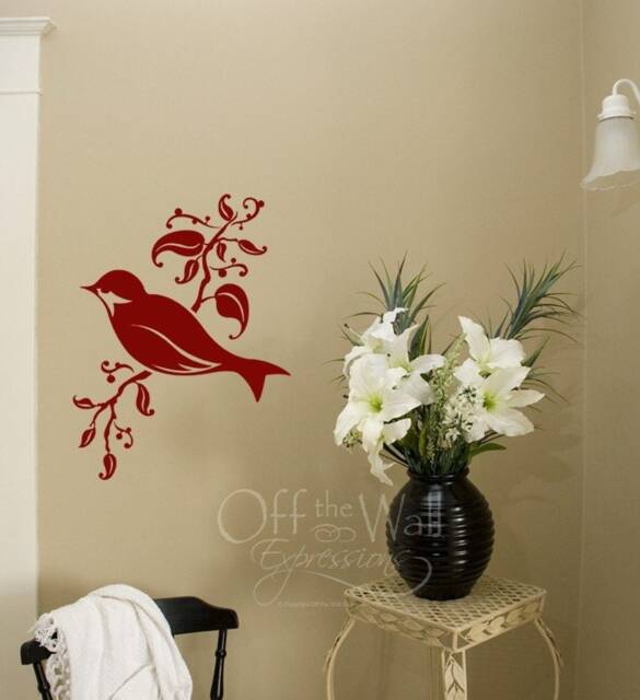 Bird On A Branch, Vinyl Wall Art Decal, Songbird Decor, Nursery Birds - image 1