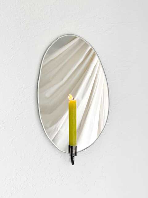 Handmade Oval Mirror Candle Sconce Rustic Modern Wall Decor - image 1