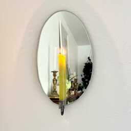 Handmade Oval Mirror Candle Sconce Rustic Modern Wall Decor - thumbnail 4