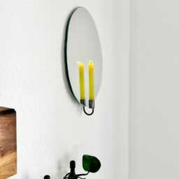 Handmade Oval Mirror Candle Sconce Rustic Modern Wall Decor - thumbnail 3