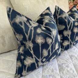 Designer Luxury Cushion Cover, Navy Textured Throw Pillow Fabric -Altamira Ink, Worldwide Shipping - thumbnail 1