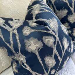 Designer Luxury Cushion Cover, Navy Textured Throw Pillow Fabric -Altamira Ink, Worldwide Shipping - thumbnail 3