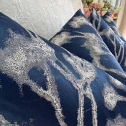 Designer Luxury Cushion Cover, Navy Textured Throw Pillow Fabric -Altamira Ink, Worldwide Shipping - thumbnail 2