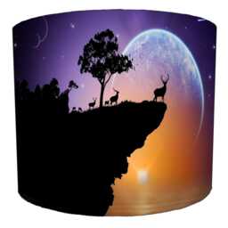 Deer Stag Hunting Scene Drum Lampshade For Ceiling Light Pendants Or Table Lamp Bases - thumbnail 3