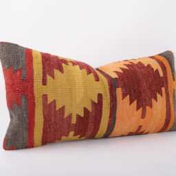 12''x24'' Turkish Kilim Pillow Handwoven Wool, Bohemian Home Decor - thumbnail 3