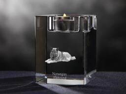 Norwegian Elkhound - Crystal Candlestick With Dog, Souvenir, Decoration, Limited Edition, Collection - thumbnail 1