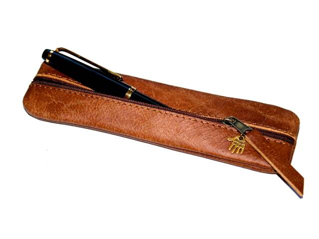 Small Pencil Case Made Of Buffalo Leather Vintage Look Leather For 4 Pens Handmade Gift Men, Students - image 1