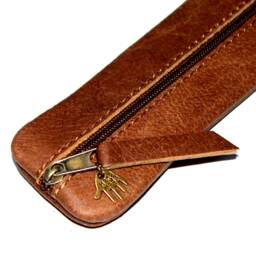 Small Pencil Case Made Of Buffalo Leather Vintage Look Leather For 4 Pens Handmade Gift Men, Students - thumbnail 2