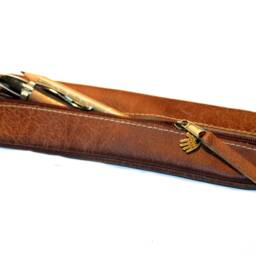 Small Pencil Case Made Of Buffalo Leather Vintage Look Leather For 4 Pens Handmade Gift Men, Students - thumbnail 4