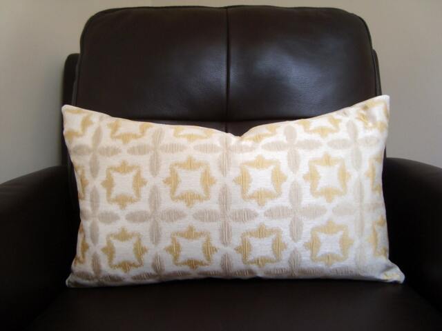 Waverly Ikat Lumbar Pillow Cover, Gold & Ivory Jacquard - 12 X 20 - image 1