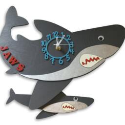 Shark Personalised Wooden Pendulum Children's Clock - thumbnail 3