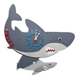 Shark Personalised Wooden Pendulum Children's Clock - thumbnail 4