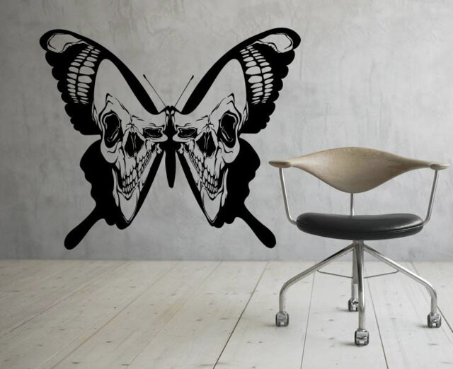 Butterfly Wall Decal Skull Wings Vinyl Sticker Home Gothic Interior Removable Art Decor - 44Nr - image 1