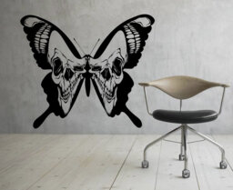 Butterfly Wall Decal Skull Wings Vinyl Sticker Home Gothic Interior Removable Art Decor - 44Nr - thumbnail 1