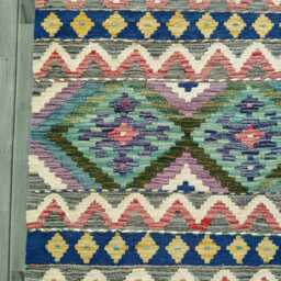 Kilim Runner Tribal, Handmade Artisan Afghan Turkish Persian Qashqai Navajo Bohemian Natural Wool Flatweave Rug 200x77 cm - thumbnail 2