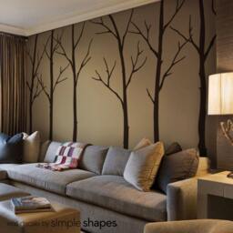 Large Winter Tree Wall Decal Set Living Room Decor - thumbnail 2