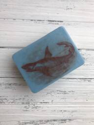 Flying Shark Vintage Illustration Kiln-Fired Night Light On Powder Blue Glass - thumbnail 1