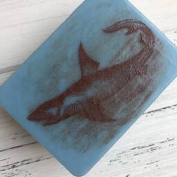 Flying Shark Vintage Illustration Kiln-Fired Night Light On Powder Blue Glass - thumbnail 2