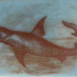 Flying Shark Vintage Illustration Kiln-Fired Night Light On Powder Blue Glass - thumbnail 3