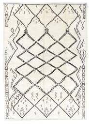 Handmade Beni Ourain Rug White Berber Rug With Black Diamond Pattern - thumbnail 1