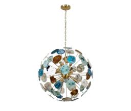 Mid Century Blue Agate Sputnik Chandelier , Modern Stellar Starburst Ceiling Light Lamp Dining Room 65cms 9 Light - thumbnail 1