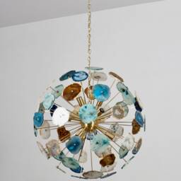 Mid Century Blue Agate Sputnik Chandelier , Modern Stellar Starburst Ceiling Light Lamp Dining Room 65cms 9 Light - thumbnail 3