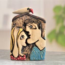 Tiny Ceramic Sculpture, Lovers Home Decor, Boho Small Clay House, Unique Ceramics, Ceramics & Pottery, Love - thumbnail 3