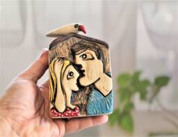 Tiny Ceramic Sculpture, Lovers Home Decor, Boho Small Clay House, Unique Ceramics, Ceramics & Pottery, Love