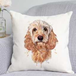 Cockapoo Cushion Cover, Watercolour Dog Cushion, Gift, Lover Pet Gift