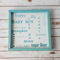 Framed Baby Boy Nursery Sign, Blue Wall Art, Little Room Decor, Word Collage, Room, Story Time - thumbnail 3