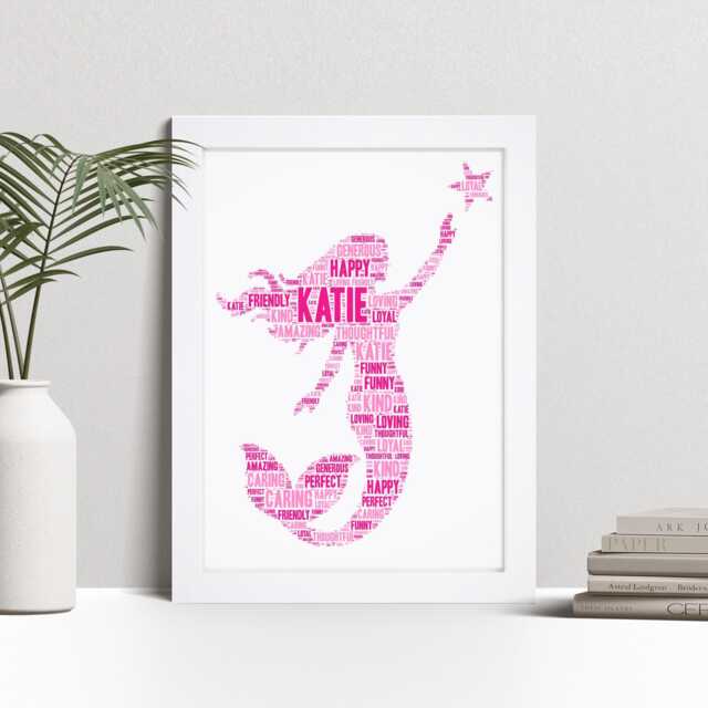 Personalised Mermaid Word Art Print - Custom Birthday Gift, Girls Bedroom Decor - image 1