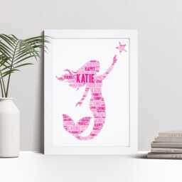 Personalised Mermaid Word Art Print - Custom Birthday Gift, Girls Bedroom Decor - thumbnail 1