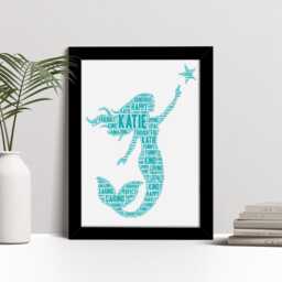 Personalised Mermaid Word Art Print - Custom Birthday Gift, Girls Bedroom Decor - thumbnail 2
