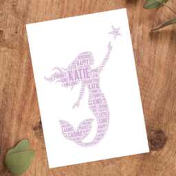 Personalised Mermaid Word Art Print - Custom Birthday Gift, Girls Bedroom Decor - thumbnail 3