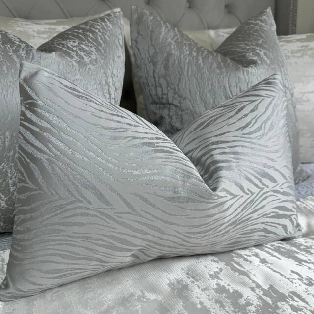 "Luxury Cushion Cover, Silver Grey Modern Sofa Pillow Decorative Throw Cover 12"" X 20" - image 1