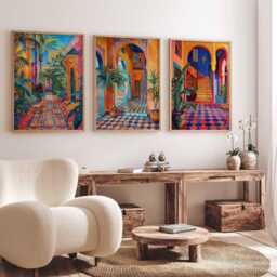 Set Of 3 Marrakech Posters, Morocco Prints, Moroccan Wall Art Set, Medina North Africa Travel Exotic Decor - thumbnail 3