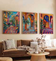 Set Of 3 Marrakech Posters, Morocco Prints, Moroccan Wall Art Set, Medina North Africa Travel Exotic Decor